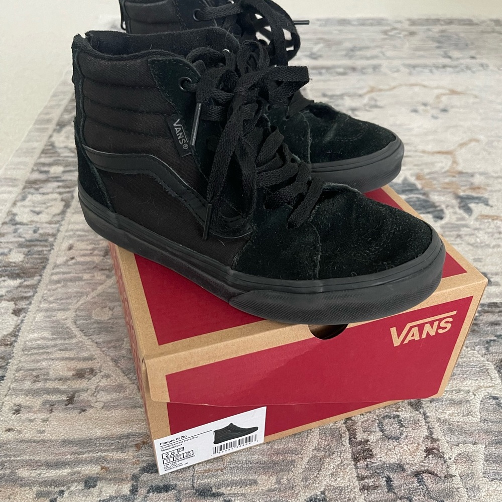 Vans Black High-Top Sneakers with Suede Canvas Upper (little kids size 2)